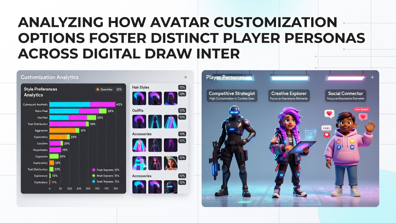 Side-by-side comparison of distinct player avatars in a digital draw interface highlighting unique customization choices and persona traits