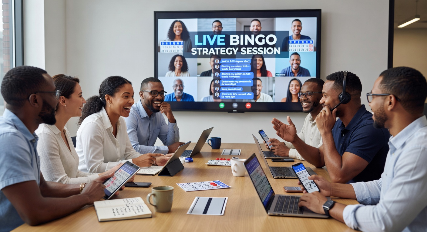 Players engaging in live chat during a digital bingo session on a computer screen with chat bubbles and bingo cards visible