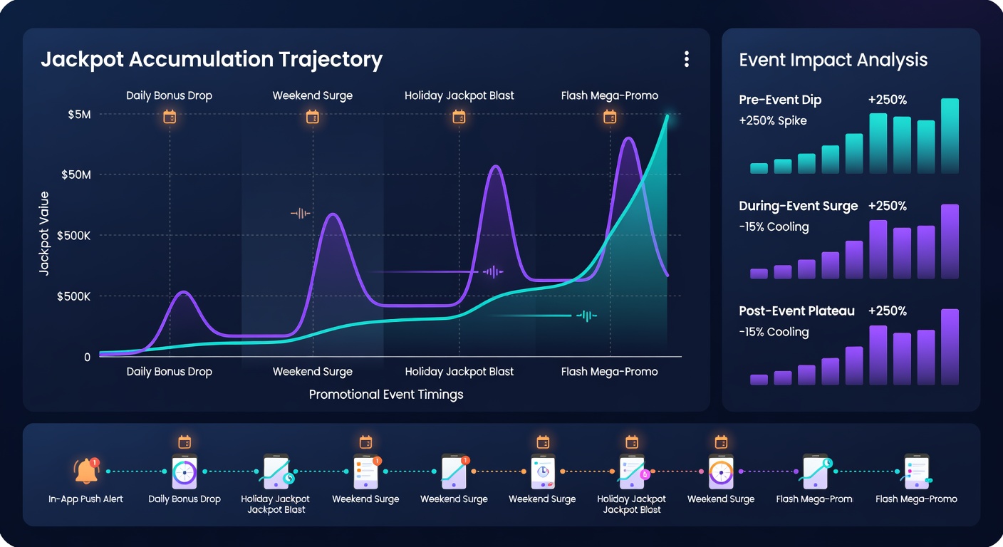 Graphs and charts displaying jackpot accumulation trends aligned with promotional calendars in draw game applications
